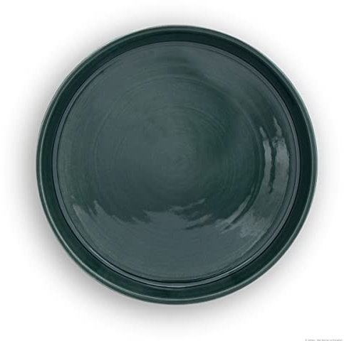 K&K Lower Bowl/Saucer Round for Flower Pot Venus II without and with Handle, 22 x 18 cm – Diameter 19 cm, Green, Made of Stoneware (High Quality Ceramic)