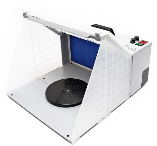 Wiltec Airbrush Absauganlage 4 m³/min, zur Absaugung von Farbe Farbnebel Sprühnebel Filter, mit LED Beleuchtung, Drehregler, regulierbar, Lackierkabine für Airbrush-Arbeiten