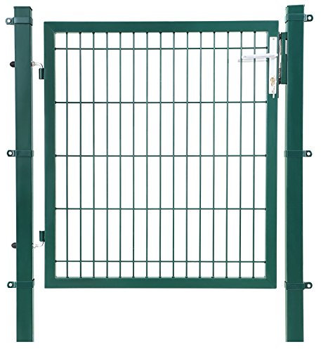 SONGMICS Cancello da Giardino in Acciaio Zincato, Cancelletto da Giardino, Cancello per Recinzione, con Serratura, Maniglia e Chiave, 106 x 90 cm (L x H), Verde GGD250L