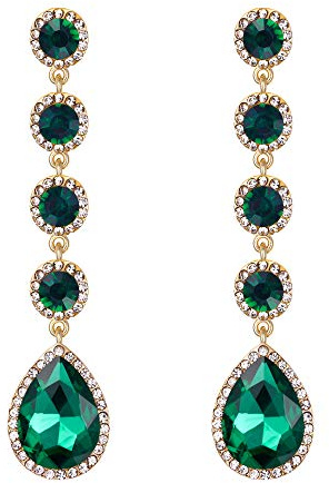 Clearine Pendientes para mujer elegante boda nupcial cristal redondo gota de lágrima candelabro pendientes llamativos tono plateado