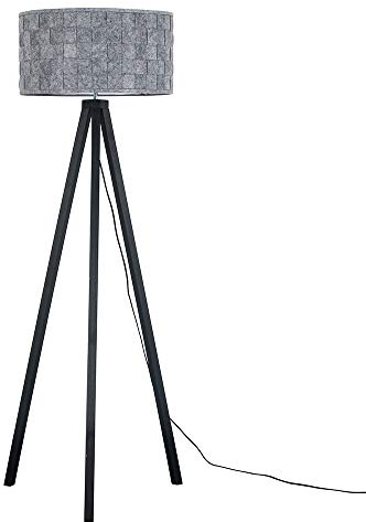 MiniSun | Modern Black Wood Tripod Design Floor Lamp with a Grey Light Shade | Floor Lamps & Torchieres, Home Décor & Improvement Essential | Includes 6W LED E27 Light Bulb