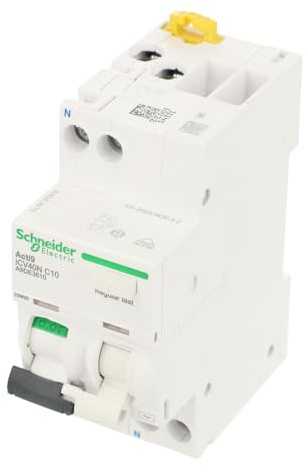 Schneider Electric A9DE3610 Interruptor Diferencial con Protección Contra Sobrecorriente (RCBO), 85mm x 36mm x 73mm, Blanco