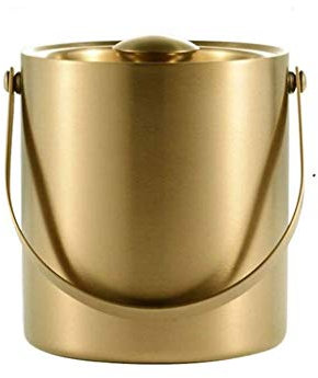 GZQDX Edelstahl Eiskübel, Eiskübel mit Scoop Deckel und Griff, Edelstahl (Color : Gold)