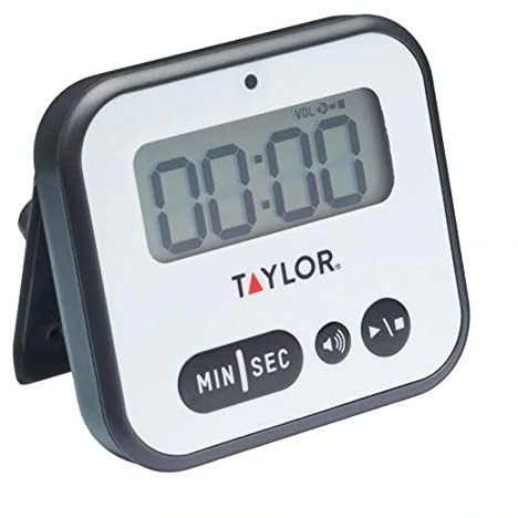 Taylor Pro, Extra Lauter Küchentimer mit Warnlicht, Magnetische Uhr mit Countdown-Funktion für das Kochen und Backen von Lebensmitteln, mit Stoppuhr, Kunststoff, Weiß/Schwarz, 5 x 8.5 x 7.5 cm