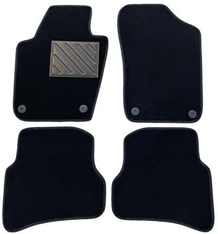 Tappetini per VW Polo 6R dal 2009-2016, su Misura, Antiscivolo, battitacco in gomma rinforzata, bottoni di fissaggio