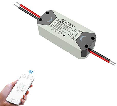 eMylo WLAN Switch Universal Smart WiFi Light Switch Relay Module Switch Remote Control Timer Voice Control with Alexa Echo, Google Assistant DIY Smart Home Support Android iOS App Pack of 1