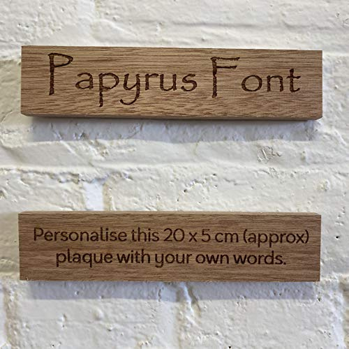 Cutncraft Designs Personalised wooden plaque/sign bespoke childs bedroom door/custom text - Papyrus Font (20x5 cm / 8x2 inch)
