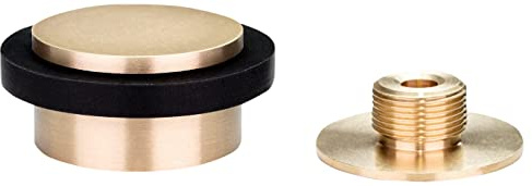 Klebe-Türstopper | 45 x 20 mm | Gewindesockel | Gummi Schwarzer | Messing | Finish Matt | Enthält Werkzeug, Schraube + Befestigungsdübel | Mod. I-203/35X19-DUAL-MT| EVI Herrajes