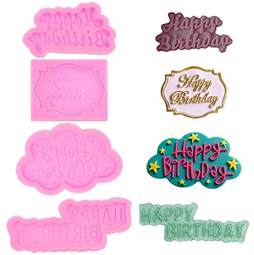 4 Pcs Cake Decoration Silicone Mould, Dessert Fondant English Letters Mold for Cake