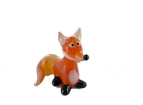 Fuchs Mini Rot Orange - Miniatur Figur aus Glas - Deko Setzkasten Vitrine