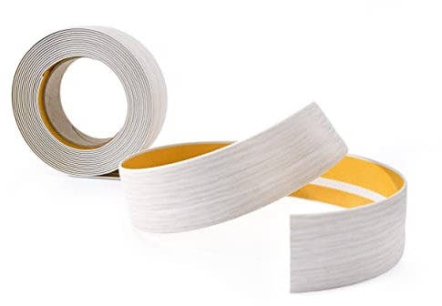 Quest Battiscopa Morbido Adesivo - 25 mm x 15 mm - Finitura Flessibile, Listello in PVC, Profilo Angolare per Cucina, Bagno - Decorativo, Resistente ai raggi UV (Betulla, 10m)