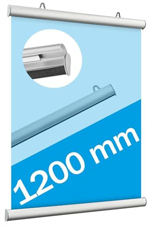 SPRINTIS Posterschiene aus Aluminium, Posterklemmschienen zum Aufklappen, mit Anti-Rutsch-Gummi (1200 x 26 mm