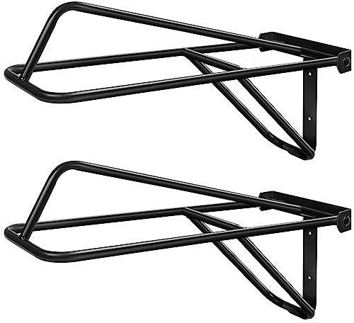 Dunzy 2 Pieces Portable Folding Saddle Rack Collapsible Saddle Storage Rack, Wall Mount Black Stand for Horse Trailer Western Saddles Horses Blanket Stall (Classic Style)