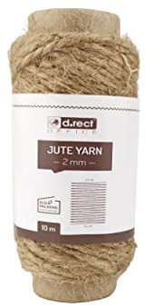 D.RECT 800199 Cuerda de Yute | 2mm, 10m | Natural Yute Twine | para Fotos, Regalos, Manualidades, Cuerda de jardinería Bricolaje | Yute Natural Marrón
