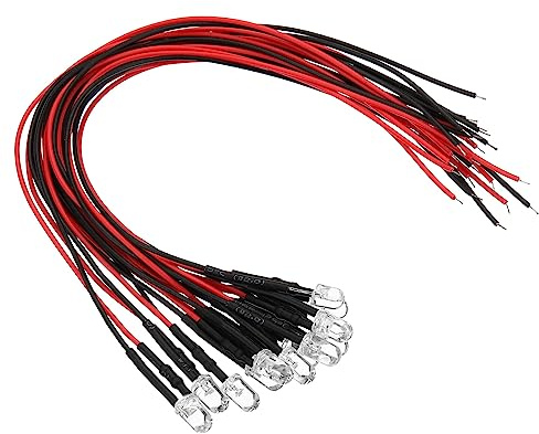 PATIKIL 3V - 6V 5mm LED Light Emitting Diodes, 12 Pack Pre Wired Mini LED Lights Bulb Light-Emitting Lamp for RC DIY Indicator Lighting Decoration, Red