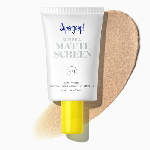 Supergoop! Mineral Mattescreen (SPF 40) - 20 mL - Mineral, Oil-Free Broad Spectrum Sunscreen - Smooths Skin’s Appearance, Minimizes Pores & Controls Shine - Water & Sweat Resistant