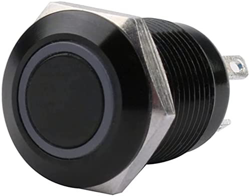 Ersatzteile 12 mm wasserdichter oxidierter schwarzer Metallknopfschalter mit LED-Lampe Momentaner PC-Netzschalter 3 V 5 V 6 V 12 V 24 V 220 V