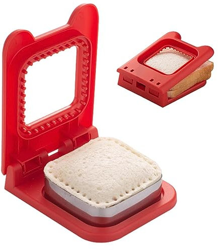 Rehmanniae Sandwich Cutter and Sealer, Sandwich for Kids Lunch, Uncru Stables Sandwich Maker, Square Sandwich Decruster Mold, Decruster Sandwich Maker for Breakfast, Lunch Box, Red