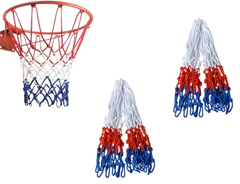 Quixotical 2 Piezas Red de Baloncesto Tricolor, Red de Repuesto Resistente para Baloncesto, para Deportes de Interior y Exterior