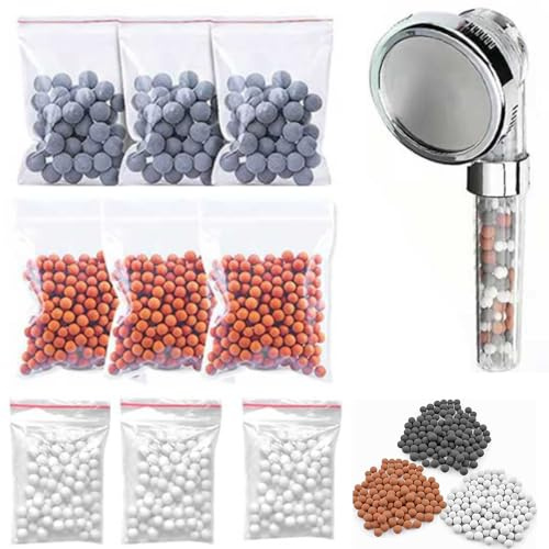 Lot de 15 boules minérales de rechange ioniques bio-actives pour pommeau de douche en pierre, eau dure, adoucissement, filtration des impuretés et de l'eau dure