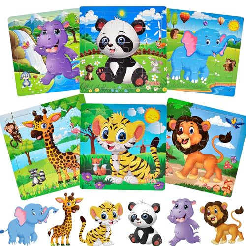 Rahmenpuzzle für Kinder 20 Teile, Tierthema-Puzzle, Holzpuzzle, kognitives Spiel für Kinder, Exquisites Kindergeburtstagsgeschenk