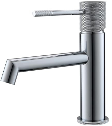 AIMADI Waschtischarmatur Chrom, Einhebelmischer für Bad und Gäste-WC, moderne Badezimmer-Armatur mit Keramik-Kartusche, wassersparend Wasserhahn Bad, für alle Waschbecken