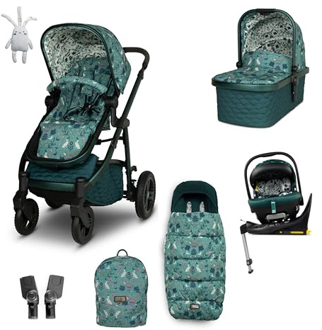 Cosatto 3 in 1 Travel System, Wow 3 - Birth to 25kg, Duo Direction Compact Fold, Carrycot, Seat Unit, ADAC Tested iSize Car Seat, Rotating ISOFIX Base, Adapters, Footmuff & Backpack (Masquerade)