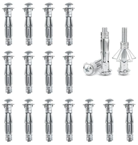 DAIRYCOF 20 Stück Hohlraumdübel Metall verzinkt Hohlwanddübel M6x52mm Expansion Nuts hohlwanddübel Dünne Befestigungen für Befestigungen in Gipskartonplatten (20, M6*52mm)