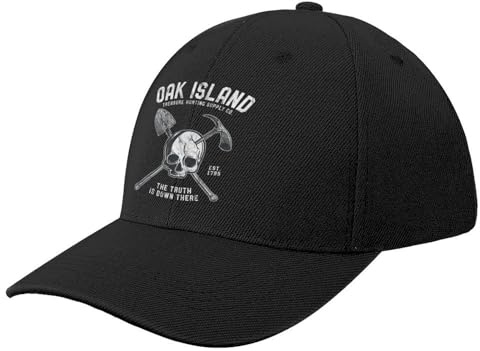 Baseball Kappe Baseball Cap Oak Island Baseballkappe mit Totenkopf-Motiv, für Herren und Damen, mit Sonnenschutz, Solar-Hut