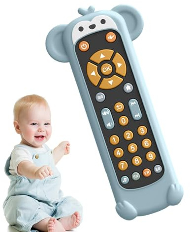 Jouet télécommandé pour bébés, jouet télécommandé pour tout-petit | Jouet d'apprentissage précoce des nombres avec couverture de dentition en forme d'animal en silicone | Télécommande TV musicale pour