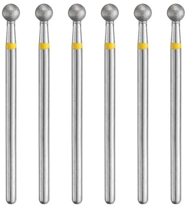 sourcing map Lot de 6 forets diamantés à grains 325-400 - Tête sphérique de 4 mm - Tige de 2,35 mm - Longueur : 4 mm - Pour poncer la pierre, la céramique, le verre, le polissage