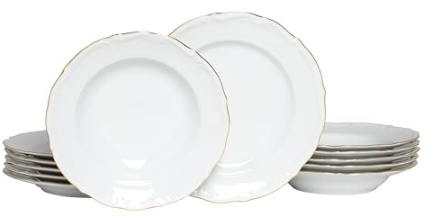 CreaTable, Maria Theresia Gold, 12-teiliges Tafelservice aus Porzellan | Geschirrset für 6 Personen, Made in Europe, 24319