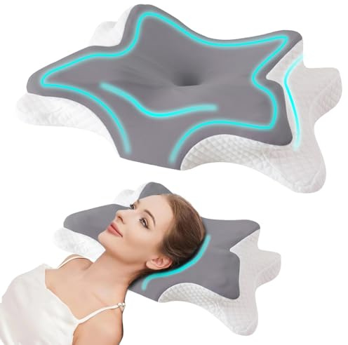 ICDLTJ Memory Foam Pillow, Neck Pillow Ergonomic Butterfly Shape Design Protect Cervical Pillow for Sleeping Neck Support