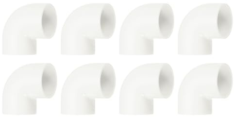 sourcing map Codo de 32 mm de 90 grados, 8 accesorios de tubería de PVC de 2 vías en ángulo recto, adaptador de salida lateral, acoplamiento, conectores de PVC para muebles de construcción, color