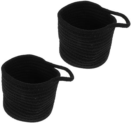 LAPYAPPE Panier De Rangement En Corde De Coton Tissé, Petit Format, Poignées, Organiseur Multifonction Cuisine Et Salle De Bain, Lot De 2