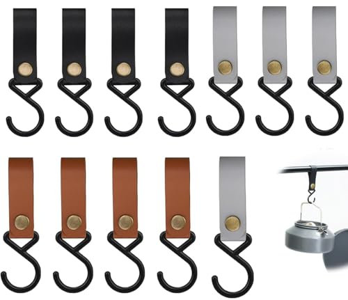 DiBaiHuiHomer 12 Pièces Leather S Hook pour suspendre,Crochets en Métal en Forme de S en Cuir avec,Crochet de rangement en cuir en forme de S,pour Pots,Manteau, Cuisine, Salle de Bain, Sac à Dos.
