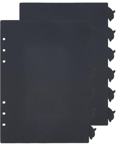 SUPERFINDINGS 12 Blatt A5 Register Binder Teiler Mattiertes Schwarzes Kunststoff Binder Teiler Mit 6 Delphin Registern Ring Indexseiten Für Planer Notizbuch Journal 21x15.9cm