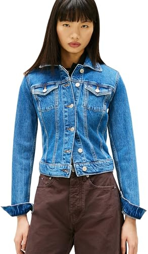 Tommy Jeans Donna Giacca in Jeans Vivianne con Taschini sul Petto, Blu (Denim Medium), L