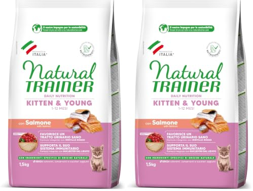 Trainer Kitten Cibo per Gattino, 1 a 6 Mesi, con Salmone, 1.5 kg (Confezione da 2)