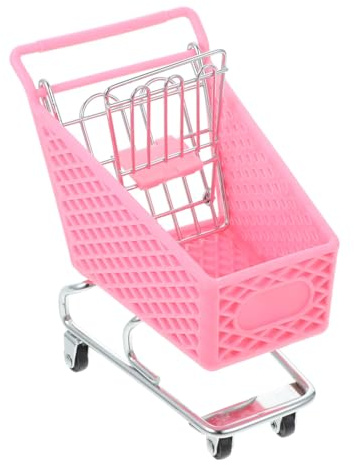 OFFIGAM Mini Shopping Cart Organizer and Storage Basket Random Color, Compact Desktop Holder for Home Office Supplies and Toy Display