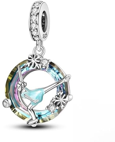 Eiskunstlauf-Anhänger Charm, 925 Sterling Silber Charm Armband Zubehör, kompatibel mit Pandora Armband Halskette, Geschenk für Frauen