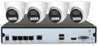 Sistema di telecamere di Sicurezza IP a 4 canali, Telecamera a Cupola 2K 4MP, videoregistratore Audio Poe NVR 4K 8MP, Kit di telecamere di sorveglianza a Colori(None,4CH NVR 4DOME)