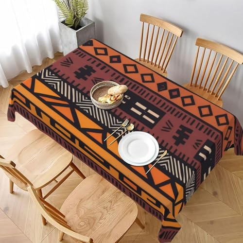 Tischdecke Abwaschbar Afrikanische Ethnizität Outdoor Quadratisch 140x140 cm 3D Tischdecken Retro-Geometrie, Tischtuch Ornamente Polyester Gartentischdecke 140 x 140 Tischwäsche Wetterfest a-6864