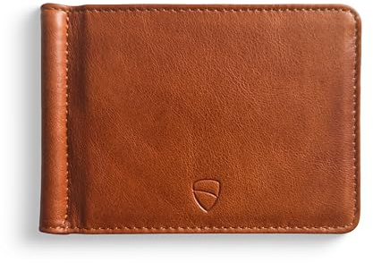 Vaultskin Brompton Slim Wallet Herren, Geldklammer, Leder, RFID (Cognac) | Minimalistische Geldbörse mit Money Clip für 8-10 Karten und Scheine ungefaltet, Mini Portmonee und Geldbeutel, Geschenkbox