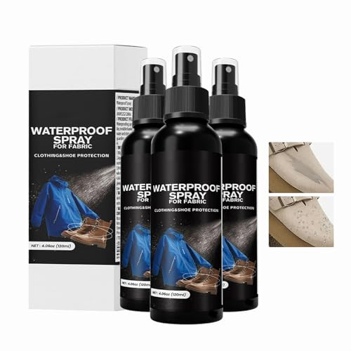 Invisible Spray per tessuti, 120 ml, spray impregnante per tessuti, crea una barriera idrorepellente durevole, mantiene i tessuti asciutti e previene macchie, per vestiti, scarpe, mobili (3 pezzi)