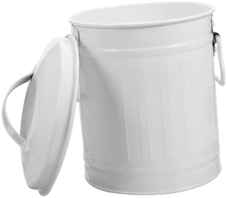 Alipis Bidone Rifiuti con Coperchio in Ferro Stile Vintage Cestino Tavolo Multiuso per Ufficio Camera Cucina e Fiore Pot Decorativo Resistente e Leggero