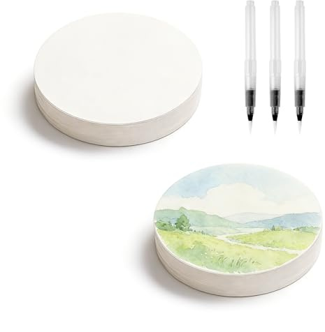 Sxutop 100 Fogli Carta per Acquerello Rotonda 300 g/m² Cartoncino Rotondo per Pittura 12 cm di Diametro Cotone Carta per Acquerelli per Fai Da Te Cartoline Blocchi Appunti Biglietto d'Auguri