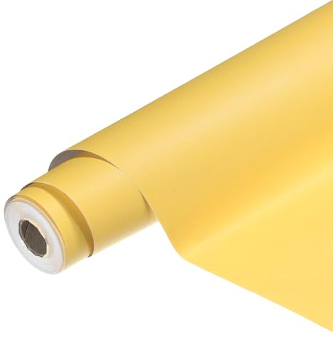 QUARKZMAN Papier peint adhésif PVC 15,8 x 196,9 imperméable auto-adhésif papier contact décoratif amovible tissu papier vinyle pour cuisine chambre armoire meuble, jaune citron