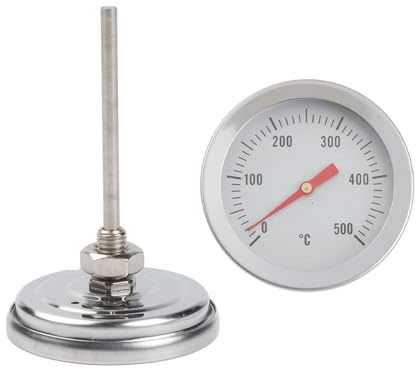 UTTASU Professional Stainless Steel Oven Thermometer with 70 mm Heat-Resistant Sensor, 500°C Range, M8×14.5 mm Thread, for Pizza Ovens, Wood-Fired Ovens, Grills and Stone Ovens