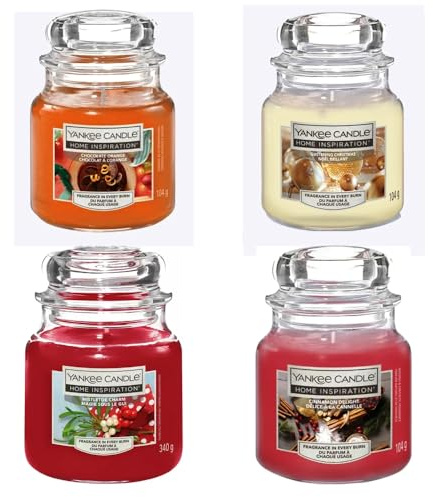 Yankee Candle Festive Warm Winter Small Jar Gift Set | Set of 4 | Glistening Christmas, Cinnamon Delight, Mistletoe Charm & Chocolate Orange – Festive Home Fragrance Collection